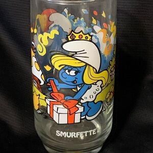 Vintage 1983 Smurf Party Glass, Smurfette